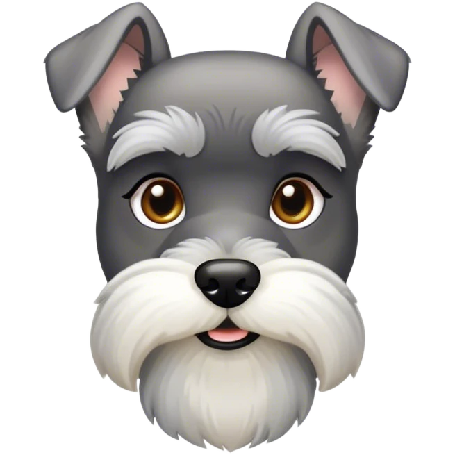 Cinematic Noble Miniature Schnauzer Portrait Emoji, Standing with a proud and stately demeanor, showcasing a sharply defined, salt-and-pepper fur with distinguished eyebrows and a confident, alert expression, simplified yet exquisitely detailed, glowing with a refined, dignified radiance, high shine, exuding intelligence and classic noble charm, soft glowing outline, capturing the essence of a noble Miniature Schnauzer that commands attention with effortless style! emoji