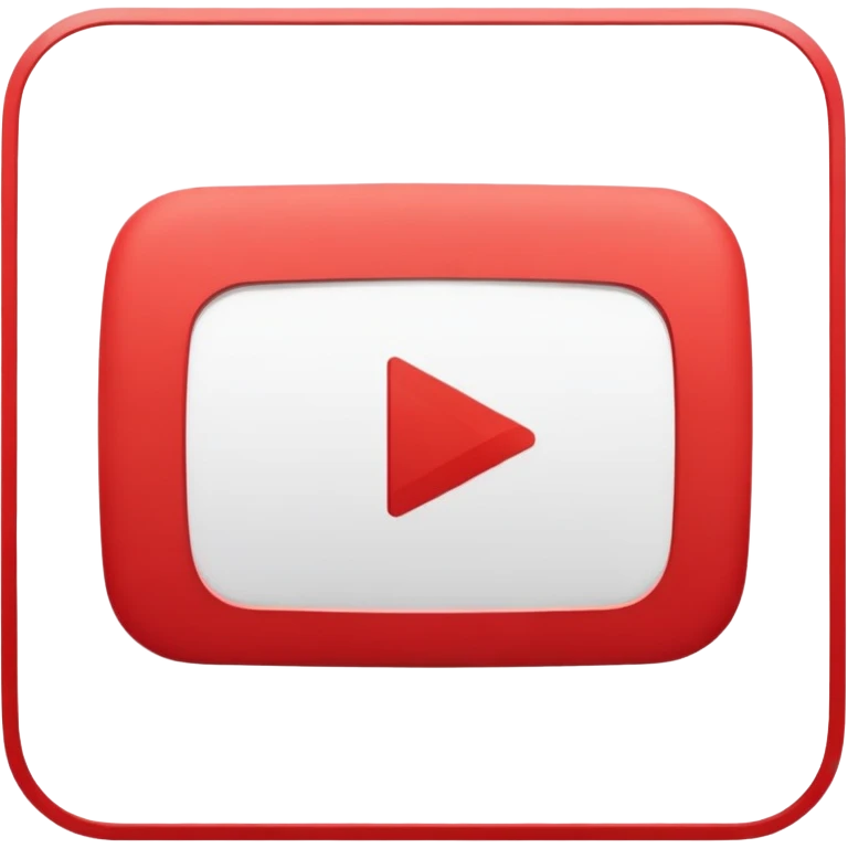 YouTube logo, red rectangle with rounded corners and white play button in the center emoji