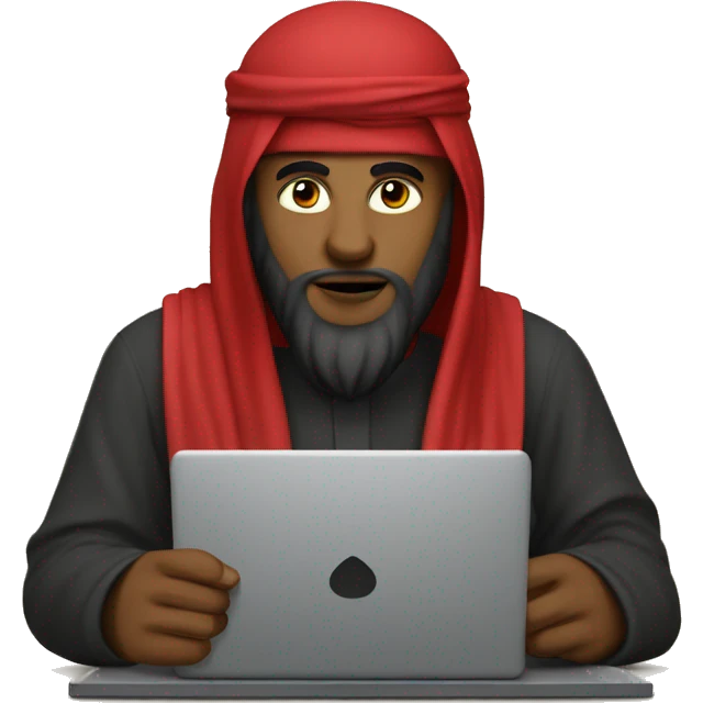 A caliph with red clothes writing in a laptop emoji