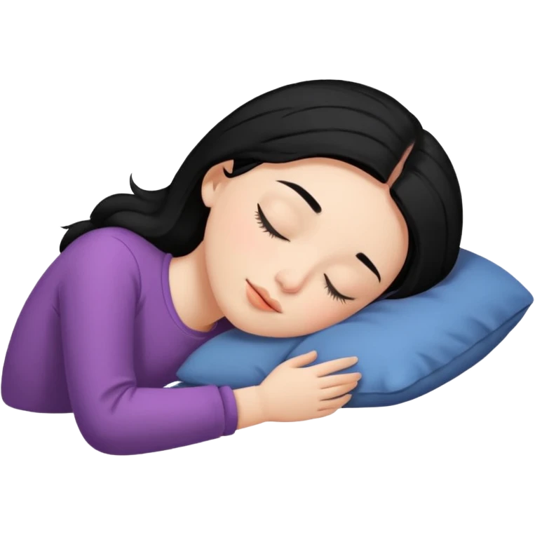 Girl with black hair sleeping emoji