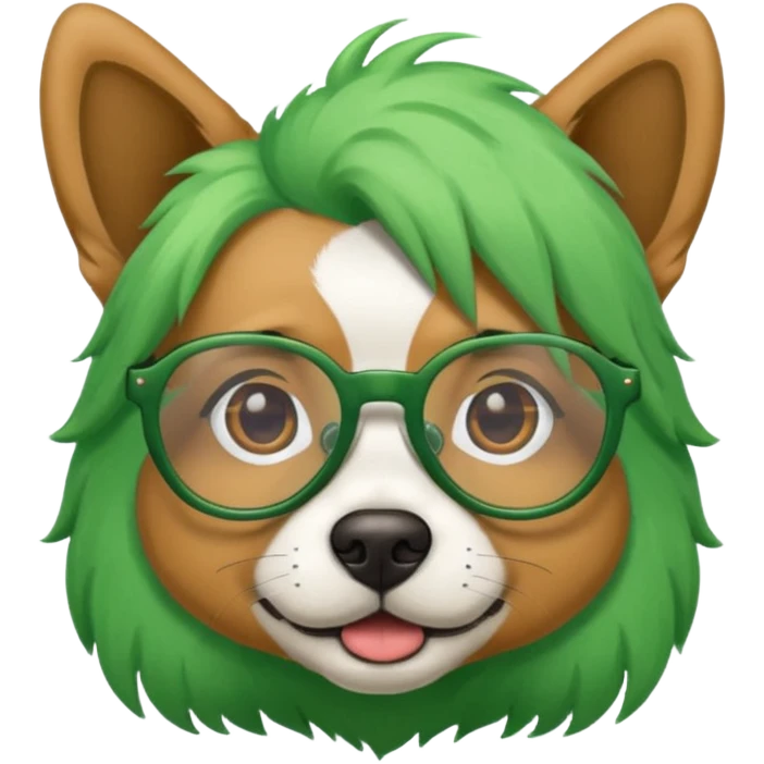 dog with green hair and glassess emoji