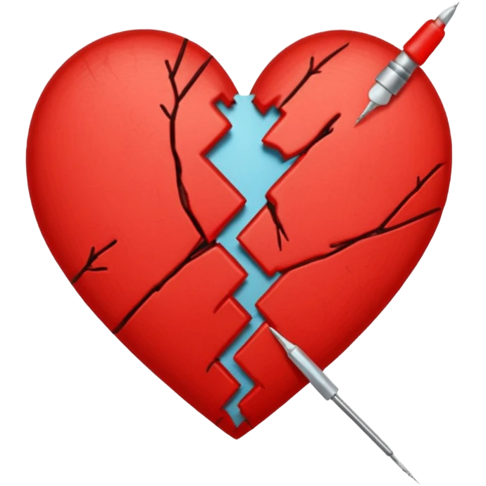 broken heart sticked together (divorce) with a needle emoji