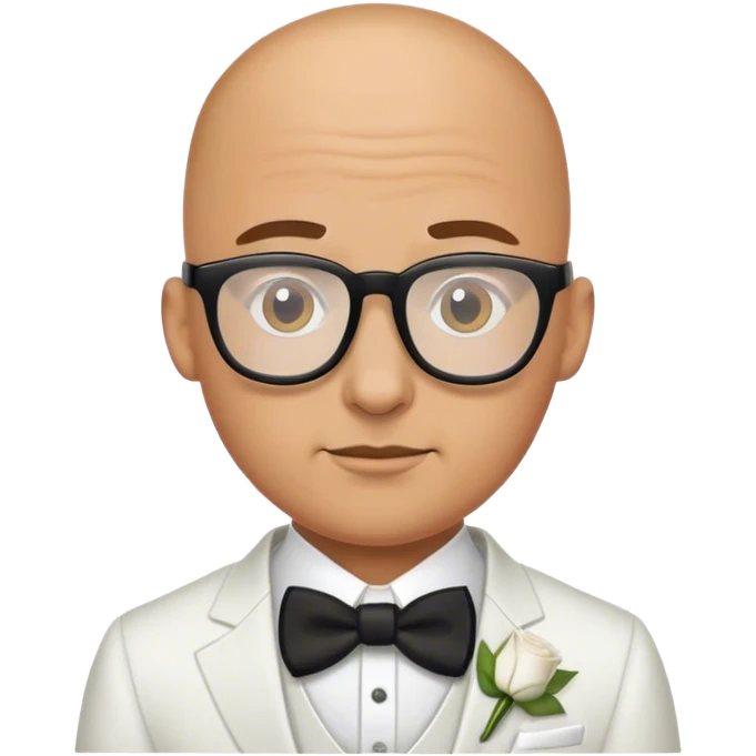bald male groom with glasses emoji
