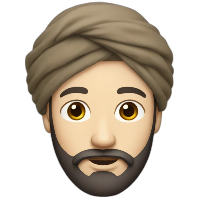 white man wearing turban dark brown beard emoji