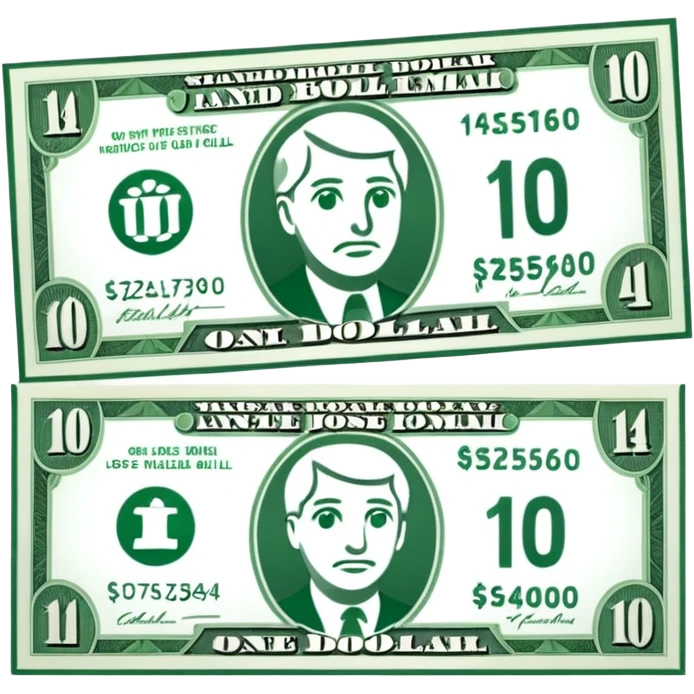 one 14 dollar bill flat ios emoji style version emoji