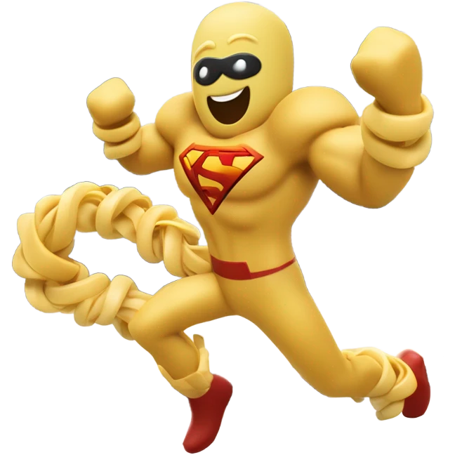 Super hero fusili pasta man saving train emoji