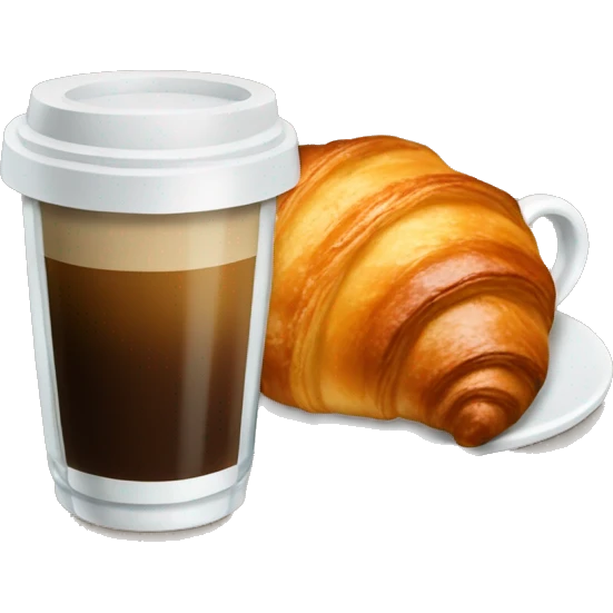 A glass of coffee with a croissant emoji