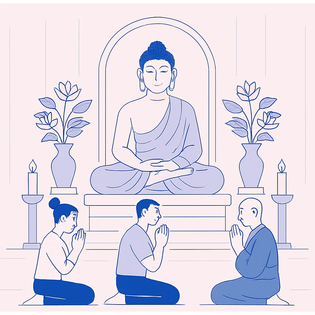 people praying in a Buddhist temple emoji