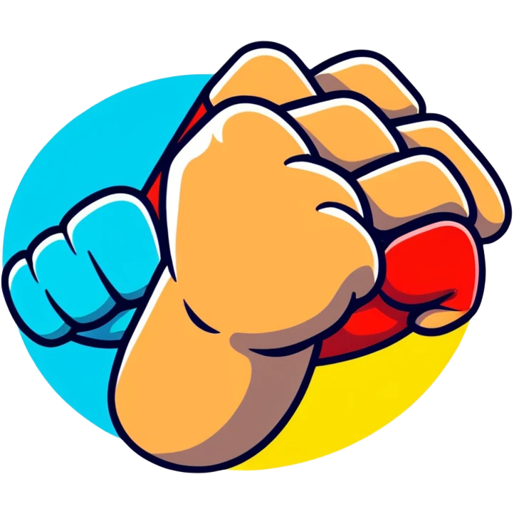 strong muscular fist with bright colors floating emoji