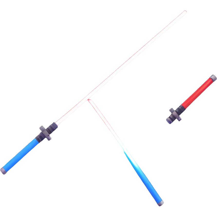 two lightsabers, one blue and one red, clashing with sparks emoji