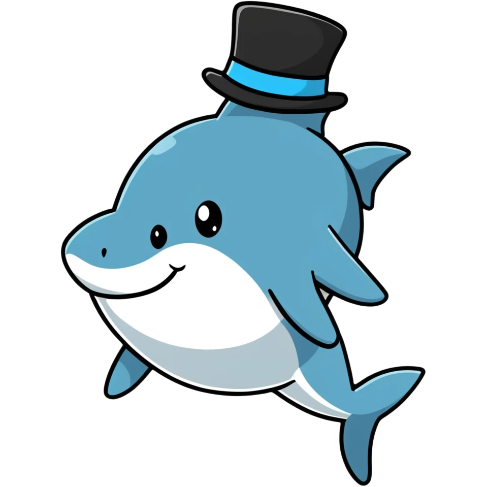 Shark with a top hat emoji