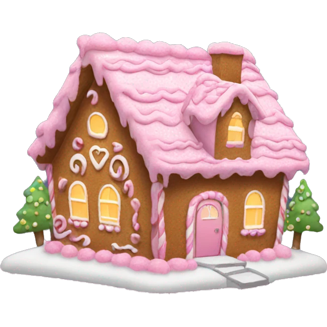 A pink gingerbread house emoji
