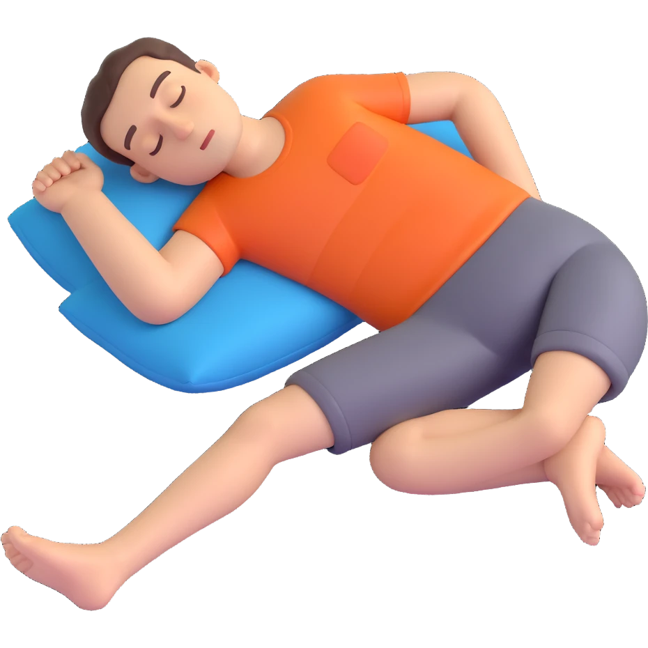 man sleeping on stomach, arms and legs extended, flat position emoji