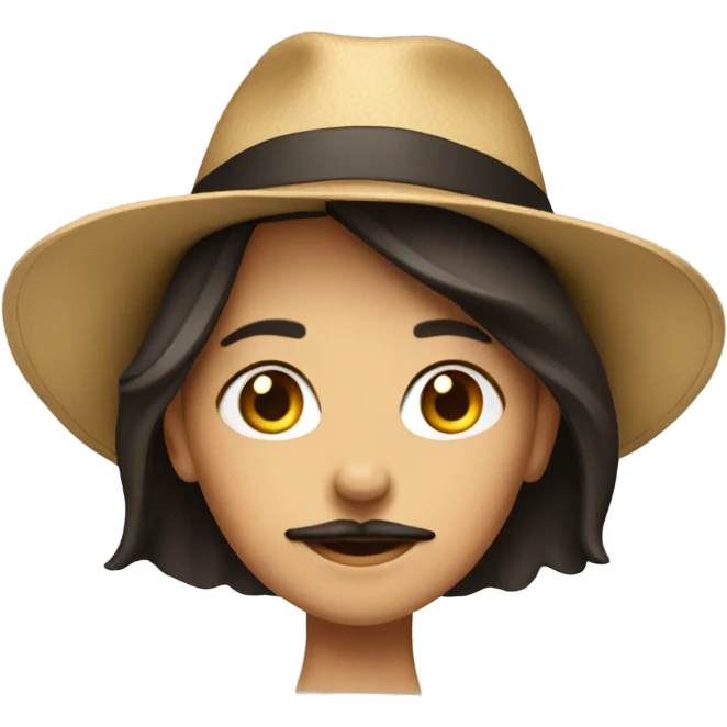 Brunette girl with moustache and hat emoji