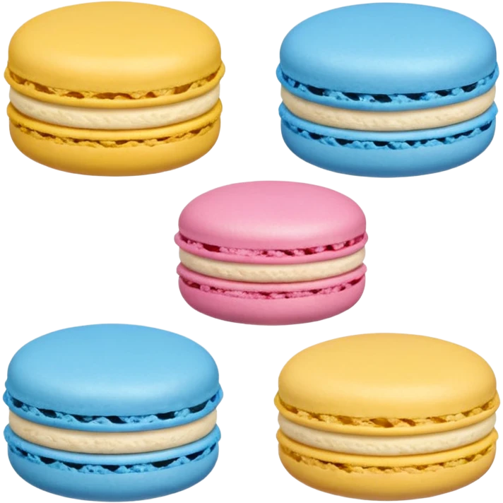 1 Blue Macaroon, 1 Pink Macaroon, And 1 Yellow Macaroon  emoji