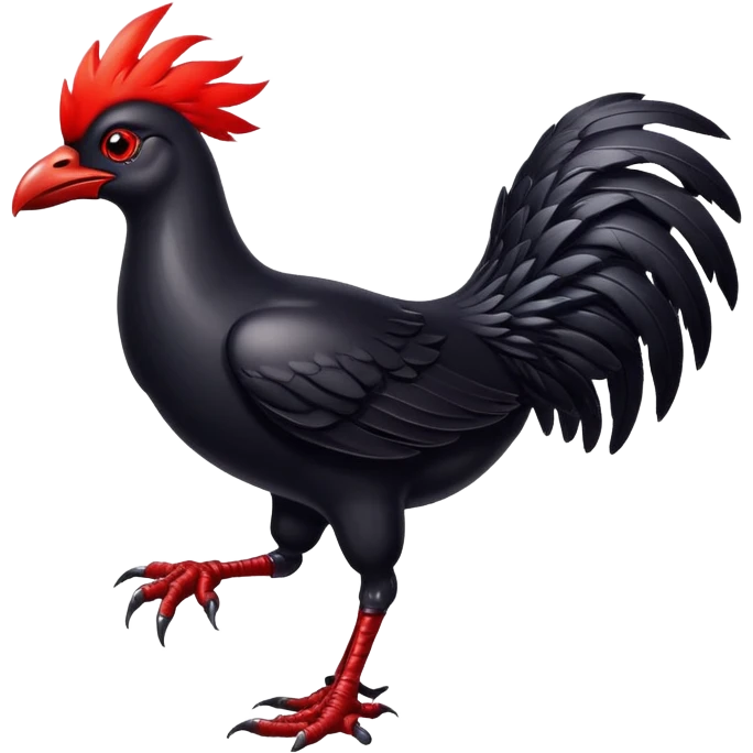Black chocobo from Final Fantasy, sleek dark bird with red eyes emoji