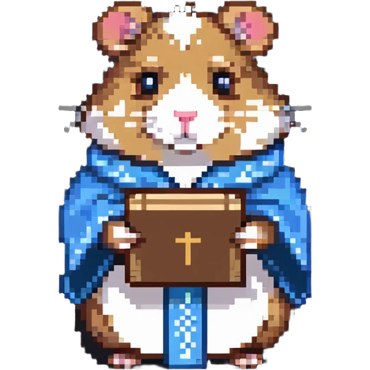 hamster philosopher wearing a tiny robe and holding a scroll emoji