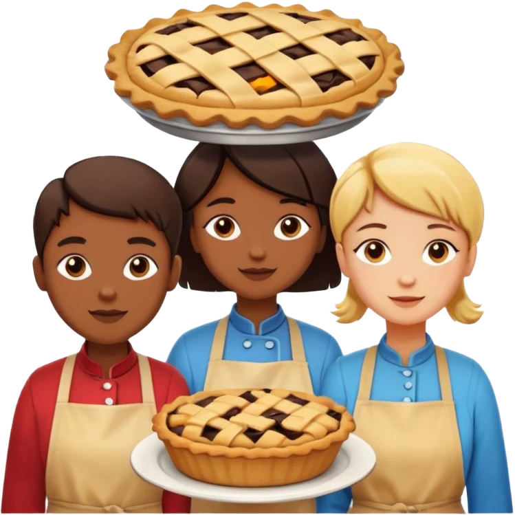 Baking community humanless avatar in vibrant style illustration. Pie, cookie, and muffin warm golden tones, simple shapes, flat design, high contrast. emoji