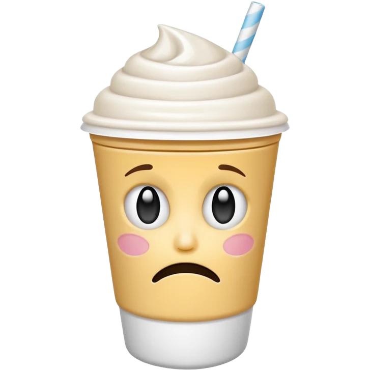 empty milkshake cup with a face and sad emoji