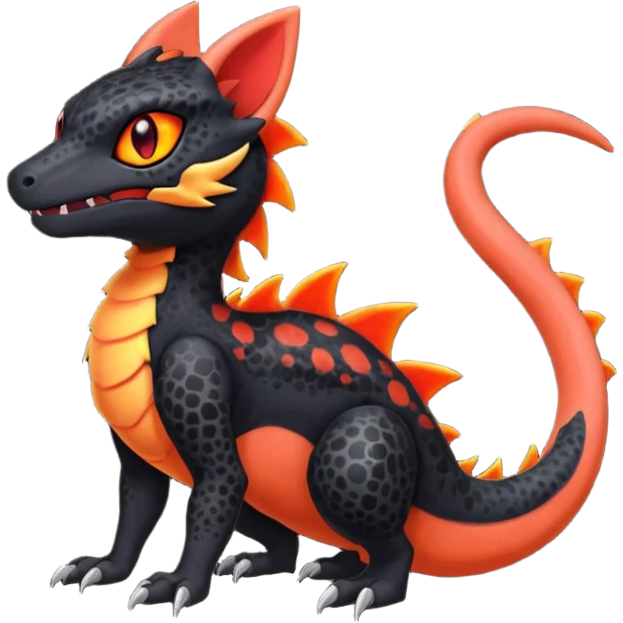 Magmatic furry spotted Salandit-Noibat-Litten-Hybrid (Full body) emoji