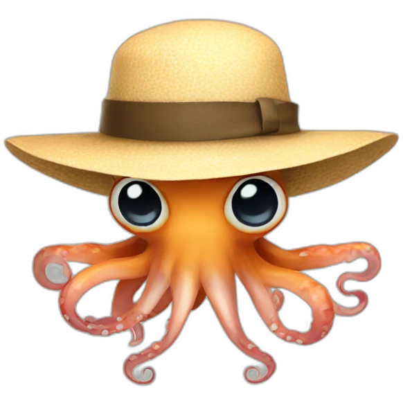 Squid wearing a boater hat emoji