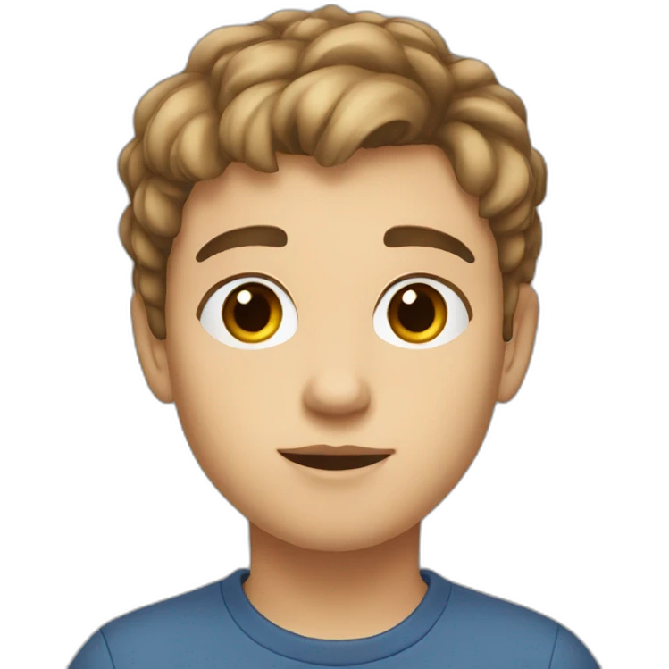 13 year old white kid with short brown hair, brown eyes, regular nose, little eyebrows emoji