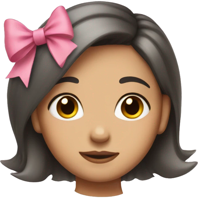 cute short hair girl with pink bow on the left side hair emoji