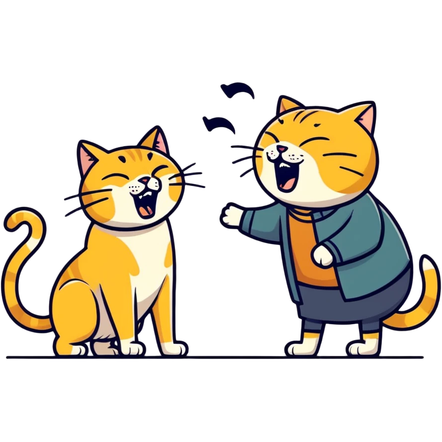 golden cat ￼ yelling at old blind man ￼ emoji