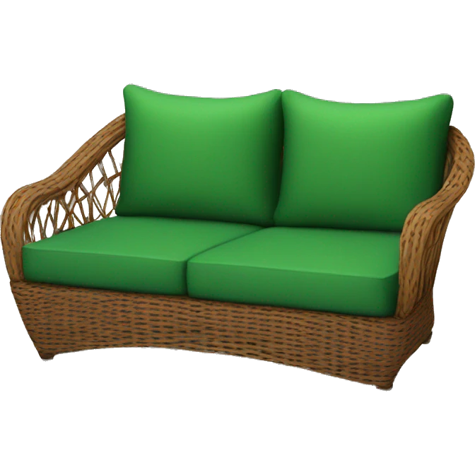 rattan brown sofa with green cushions emoji