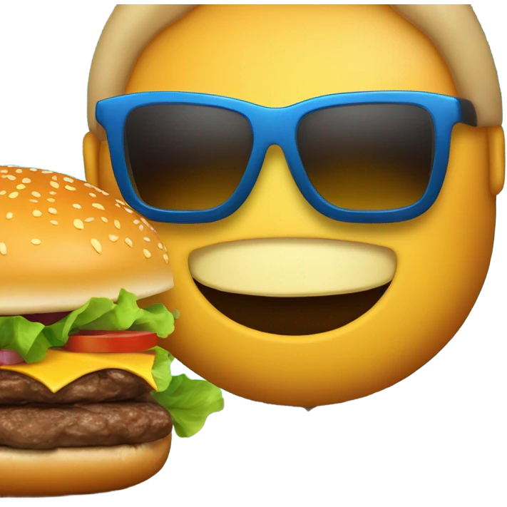 Generate a playful burger emoji wearing sunglasses, symbolizing a fun cheat meal moment. emoji