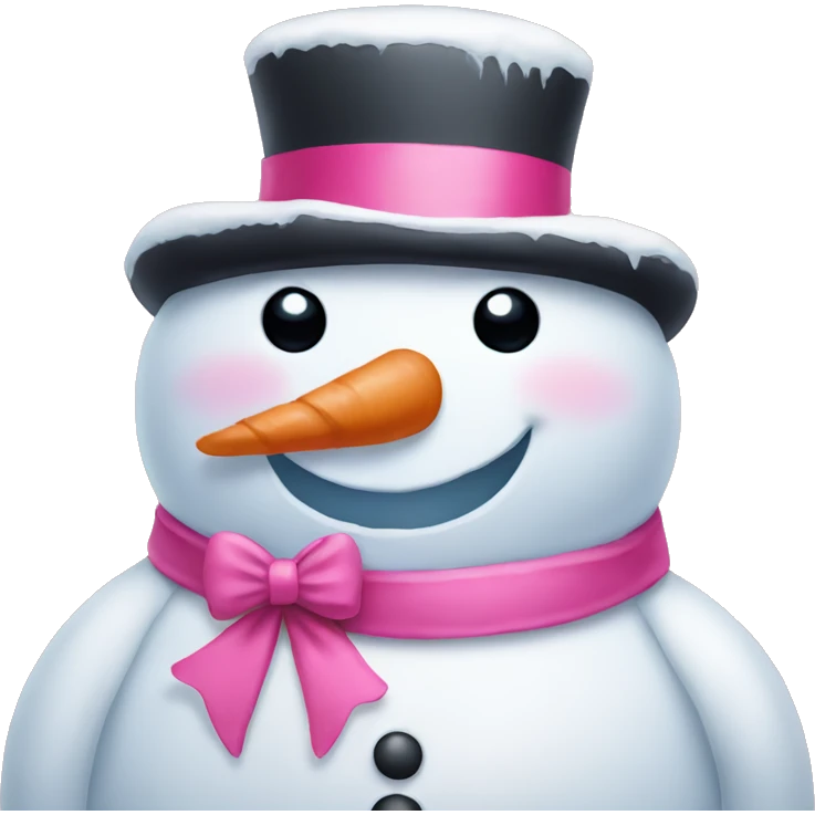 Snowman with a pink bow emoji
