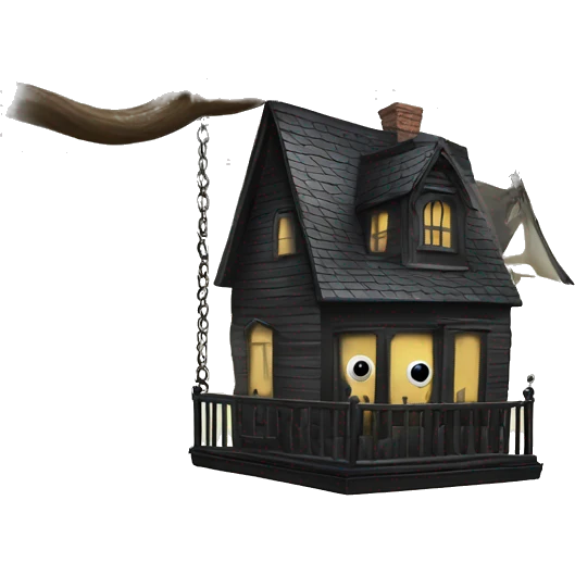 Addams House. Wednesday is on the swing  emoji
