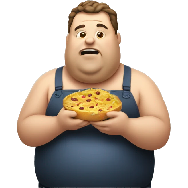 Fat man eating mysterious food emoji