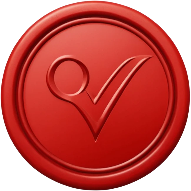 wax seal with a check mark emoji