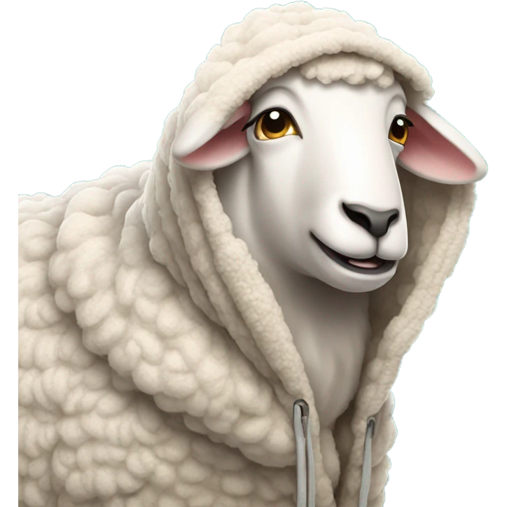 a sheep with a hoodie laughing  emoji