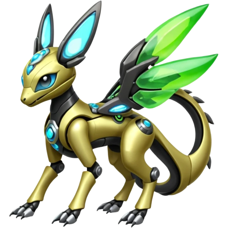  Exotic Organic Mechanical Futuristic Cyborg-Cyber-Meloetta-Zygarde-Zeraora-Protogen-Palkia-hybrid-fusion-Fakémon-creature, full body emoji