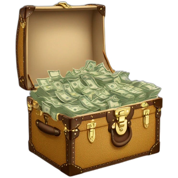 louis vuitton trunk full of money bills emoji