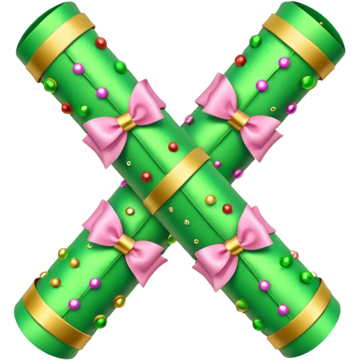 light green and light pink christmas crackers emoji