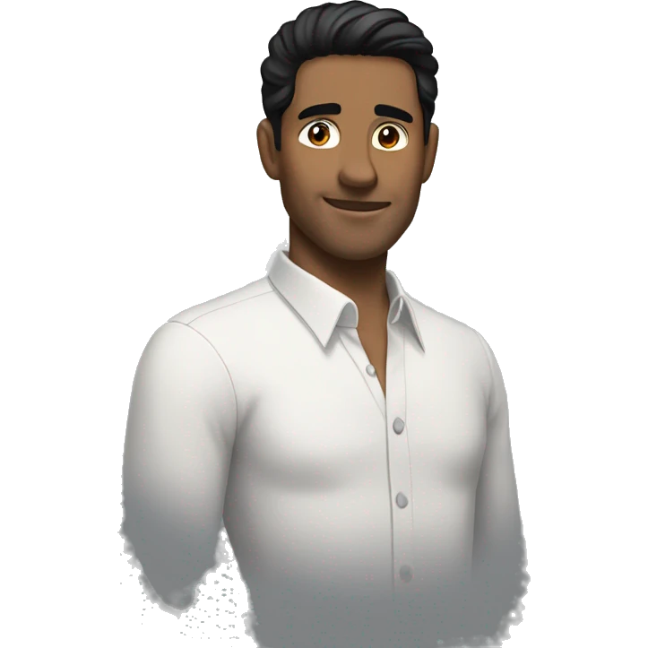 charming man with black hair suite open collar emoji