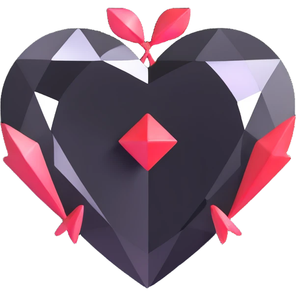 round diamond hearts and arrows cut, red emoji