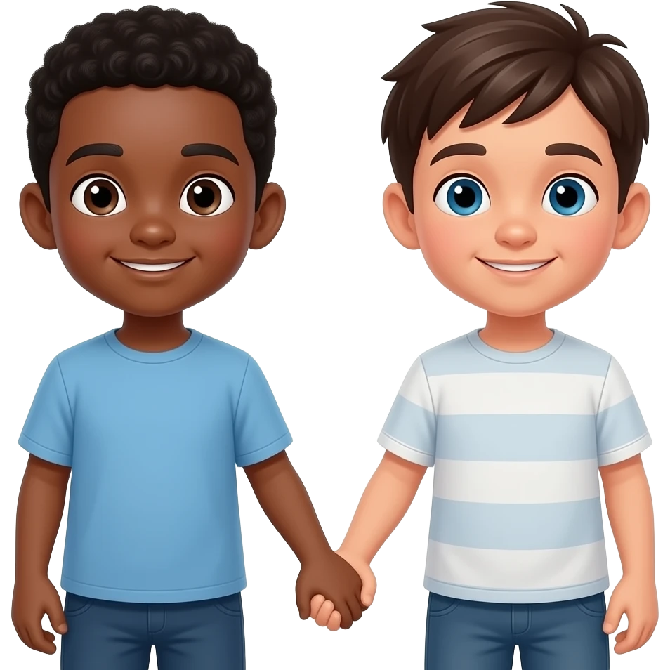 Black boy and White-Hispanic Boy holding hands each other emoji