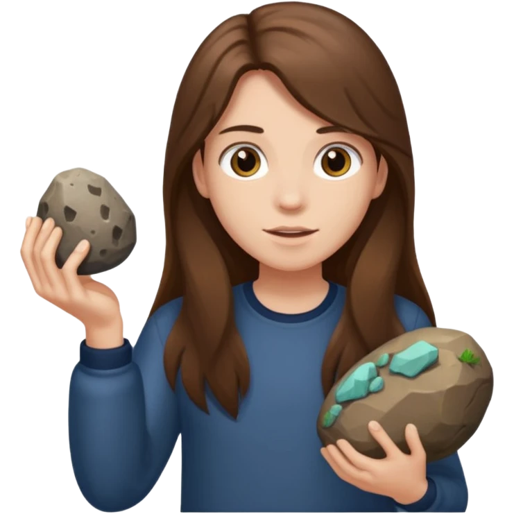 긴 갈색머리고 돌을 들고있어 emoji