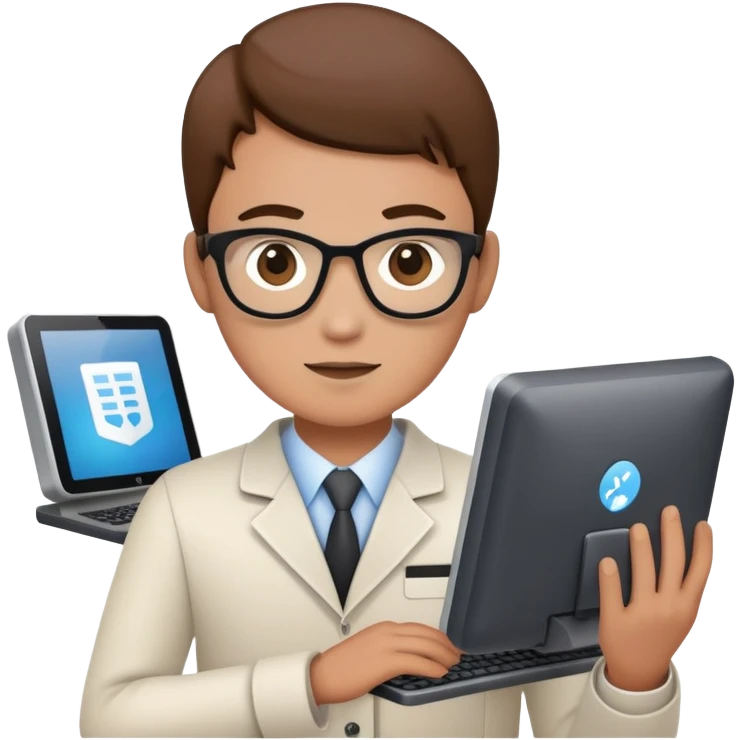 IT specialist with computer and code emoji
