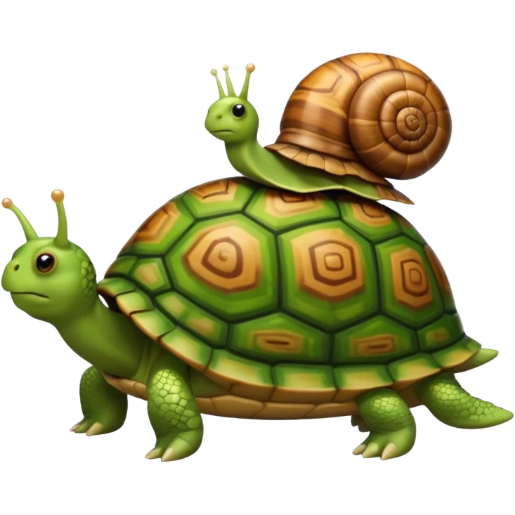 
A snail on the back of a turtle emoji