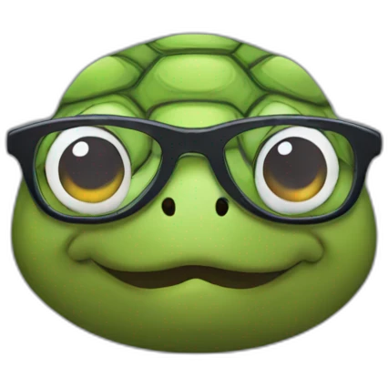 Turtle with glasses and curly hair emoji