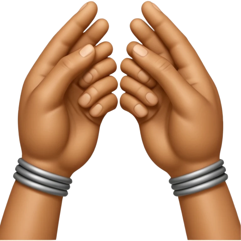 Apple-style 3D emoji of two cartoon hands tightly gripping and bending a solid metal rod, showing visible strain and tension lines around the bend, with dynamic motion curves to emphasize the effort, realistic lighting and smooth Apple emoji texture, no background. emoji