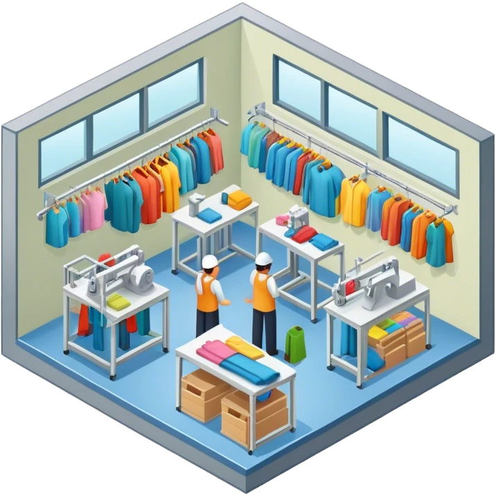 Isometric small garment factory emoji
