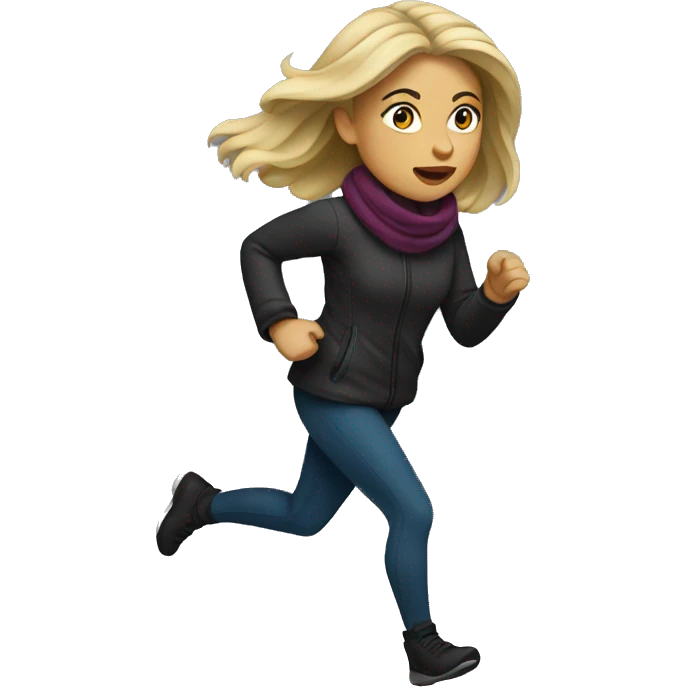 dark blonde woman running winter emoji
