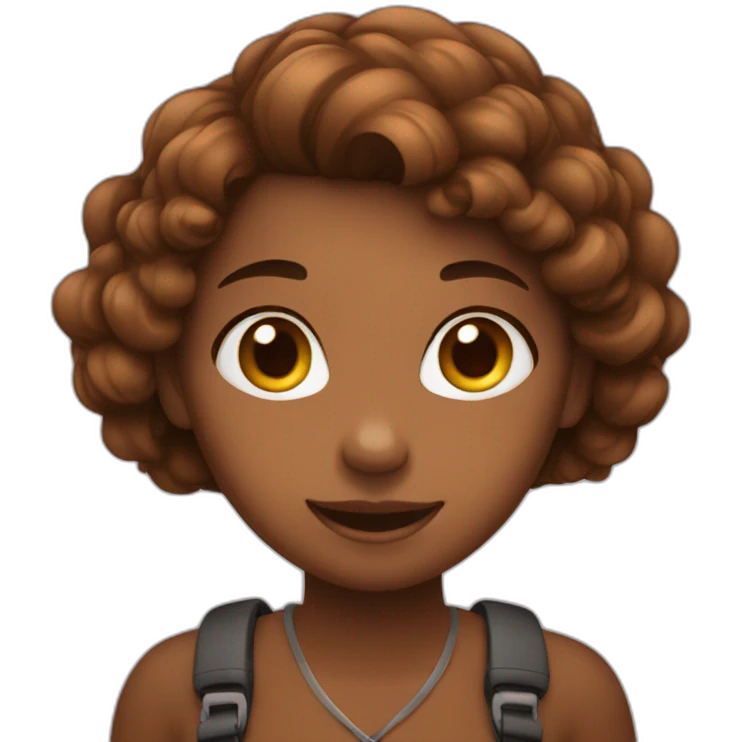 girl brown hear with phone emoji