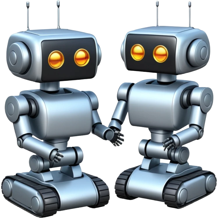 create a realistic emoji showing logistic robots and KI emoji